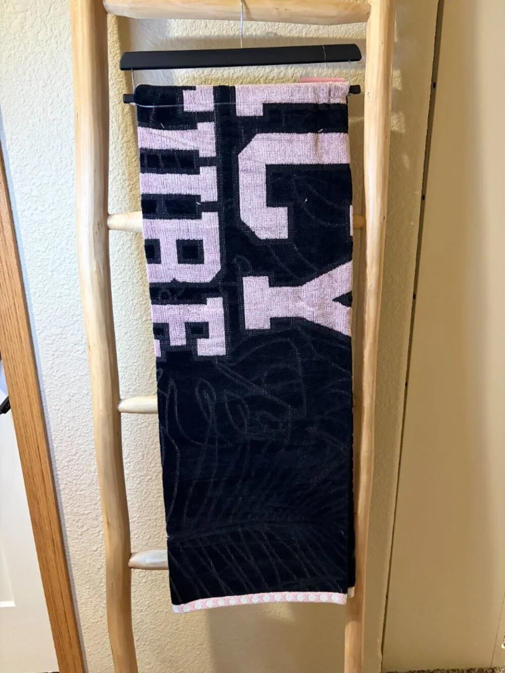 Juicy Couture Beach Towel Pink Black Logo Y2K Coquette Pool 36x72 NWT